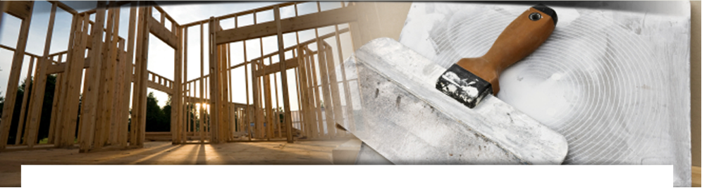 Framed interior with a drywall trowel and fresh texture